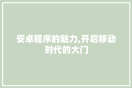 安卓程序的魅力,开启移动时代的大门