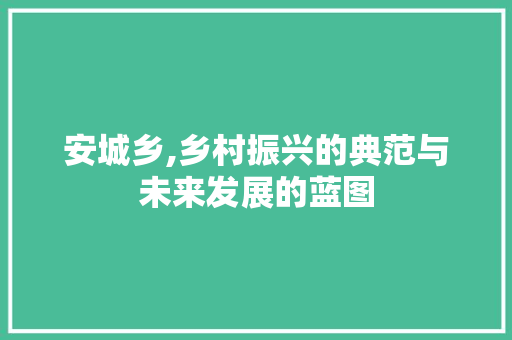 安城乡,乡村振兴的典范与未来发展的蓝图