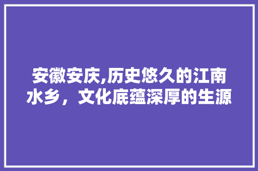 安徽安庆,历史悠久的江南水乡，文化底蕴深厚的生源地