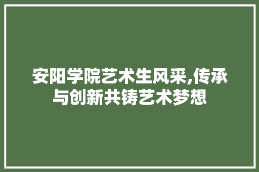 安阳学院艺术生风采,传承与创新共铸艺术梦想