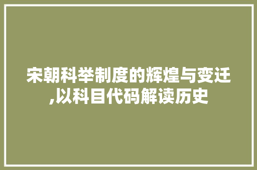 宋朝科举制度的辉煌与变迁,以科目代码解读历史