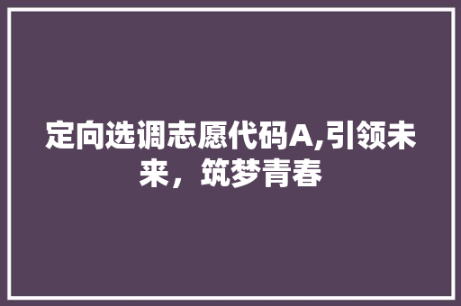 定向选调志愿代码A,引领未来，筑梦青春