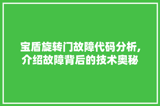 宝盾旋转门故障代码分析,介绍故障背后的技术奥秘