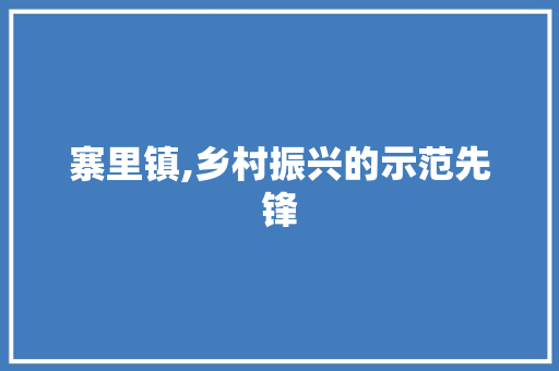 寨里镇,乡村振兴的示范先锋