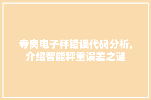 寺岗电子秤错误代码分析,介绍智能秤重误差之谜