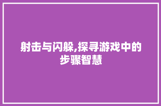 射击与闪躲,探寻游戏中的步骤智慧 Java