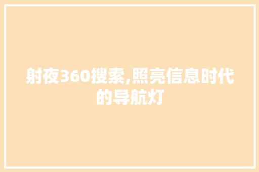 射夜360搜索,照亮信息时代的导航灯