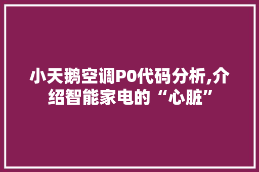 小天鹅空调P0代码分析,介绍智能家电的“心脏”