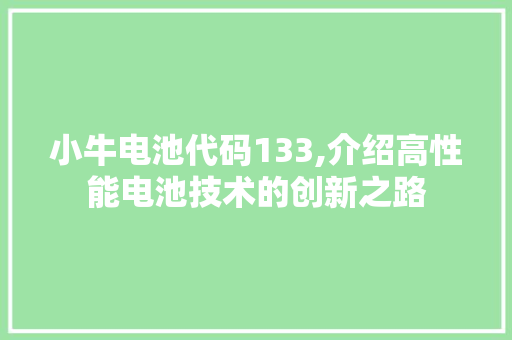 小牛电池代码133,介绍高性能电池技术的创新之路