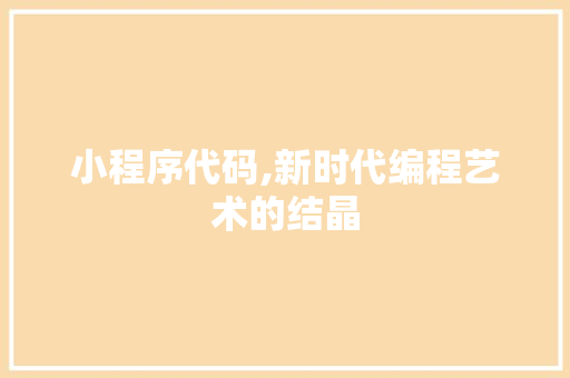 小程序代码,新时代编程艺术的结晶