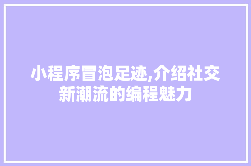 小程序冒泡足迹,介绍社交新潮流的编程魅力