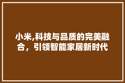 小米,科技与品质的完美融合，引领智能家居新时代