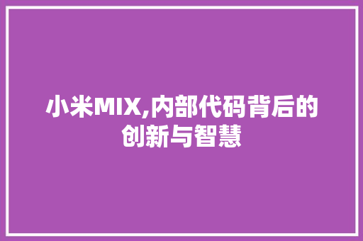 小米MIX,内部代码背后的创新与智慧