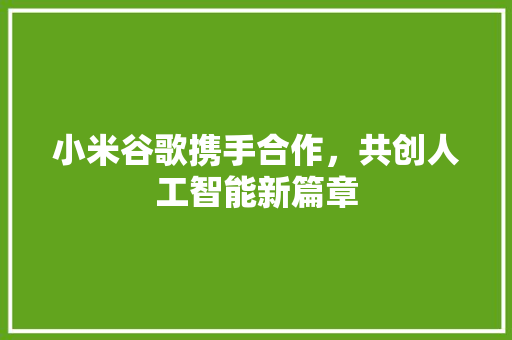 小米谷歌携手合作，共创人工智能新篇章