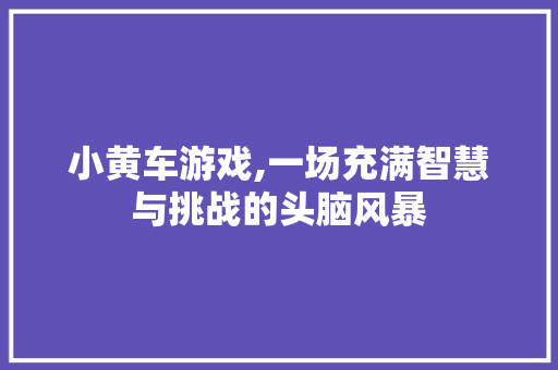 小黄车游戏,一场充满智慧与挑战的头脑风暴