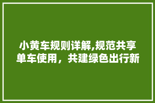 小黄车规则详解,规范共享单车使用，共建绿色出行新风尚