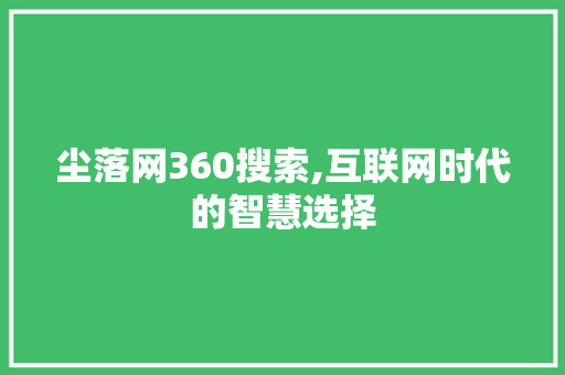 尘落网360搜索,互联网时代的智慧选择