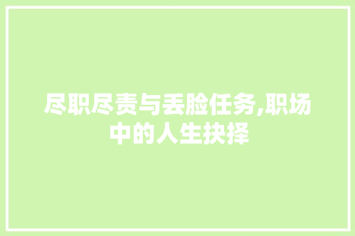 尽职尽责与丢脸任务,职场中的人生抉择