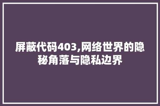 屏蔽代码403,网络世界的隐秘角落与隐私边界