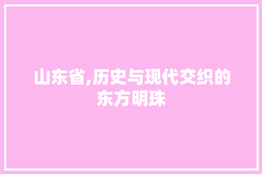 山东省,历史与现代交织的东方明珠