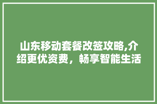 山东移动套餐改签攻略,介绍更优资费，畅享智能生活