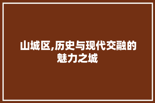 山城区,历史与现代交融的魅力之城