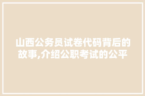 山西公务员试卷代码背后的故事,介绍公职考试的公平与公正