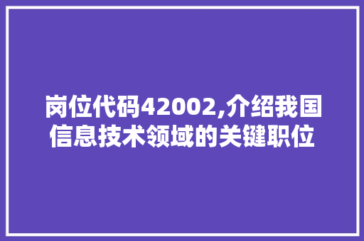 岗位代码42002,介绍我国信息技术领域的关键职位