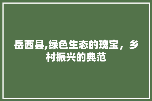 岳西县,绿色生态的瑰宝，乡村振兴的典范