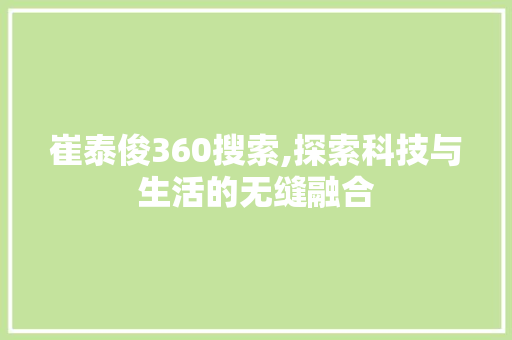 崔泰俊360搜索,探索科技与生活的无缝融合