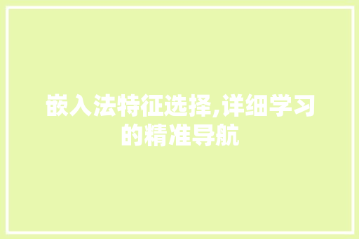 嵌入法特征选择,详细学习的精准导航