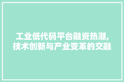 工业低代码平台融资热潮,技术创新与产业变革的交融