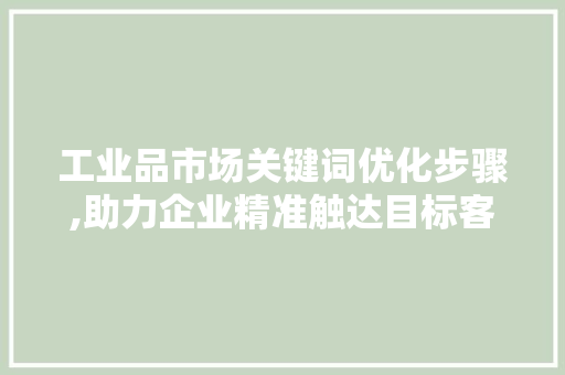 工业品市场关键词优化步骤,助力企业精准触达目标客户