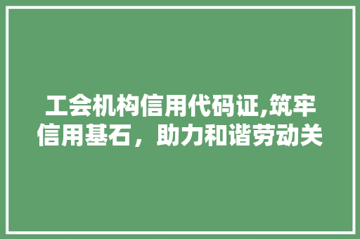 工会机构信用代码证,筑牢信用基石，助力和谐劳动关系