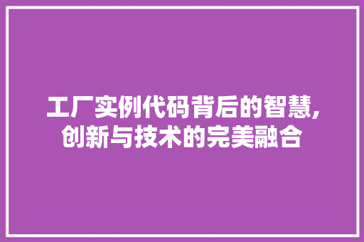 工厂实例代码背后的智慧,创新与技术的完美融合