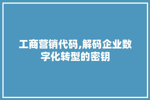 工商营销代码,解码企业数字化转型的密钥