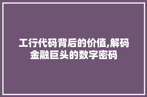 工行代码背后的价值,解码金融巨头的数字密码