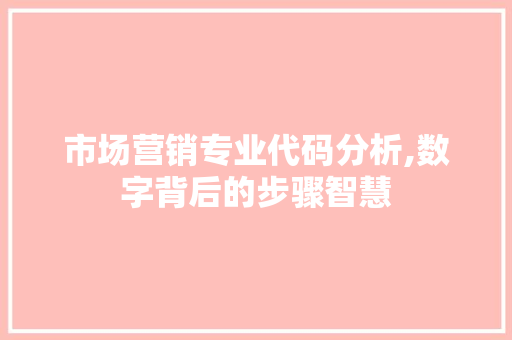 市场营销专业代码分析,数字背后的步骤智慧