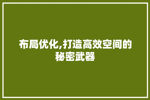 布局优化,打造高效空间的秘密武器