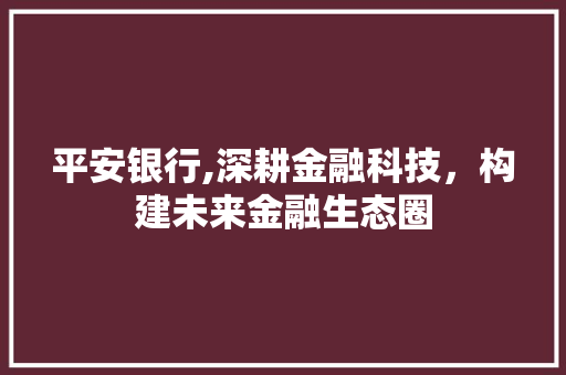 平安银行,深耕金融科技，构建未来金融生态圈