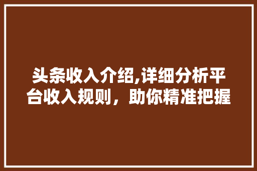 头条收入介绍,详细分析平台收入规则，助你精准把握收益之路 CSS