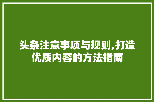 头条注意事项与规则,打造优质内容的方法指南