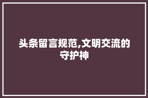 头条留言规范,文明交流的守护神