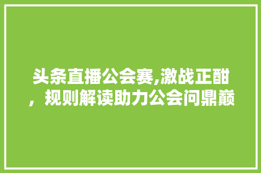 头条直播公会赛,激战正酣，规则解读助力公会问鼎巅峰