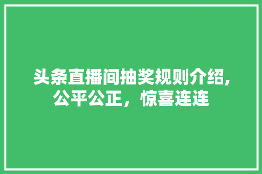 头条直播间抽奖规则介绍,公平公正，惊喜连连