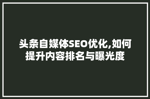 头条自媒体SEO优化,如何提升内容排名与曝光度