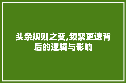 头条规则之变,频繁更迭背后的逻辑与影响