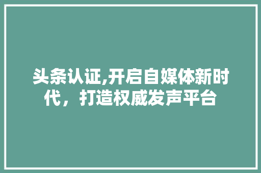 头条认证,开启自媒体新时代，打造权威发声平台