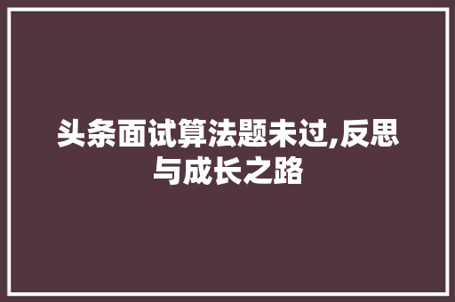 头条面试算法题未过,反思与成长之路