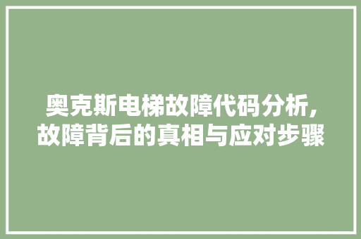 奥克斯电梯故障代码分析,故障背后的真相与应对步骤